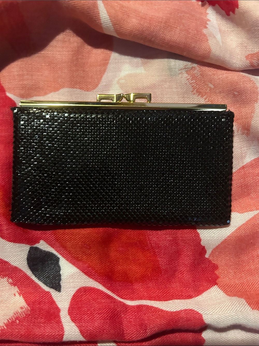 Whiting & Davis Black Long Mesh Evening Wallet or Clutch  W/ Kisslock made in US - Picture 4 of 9